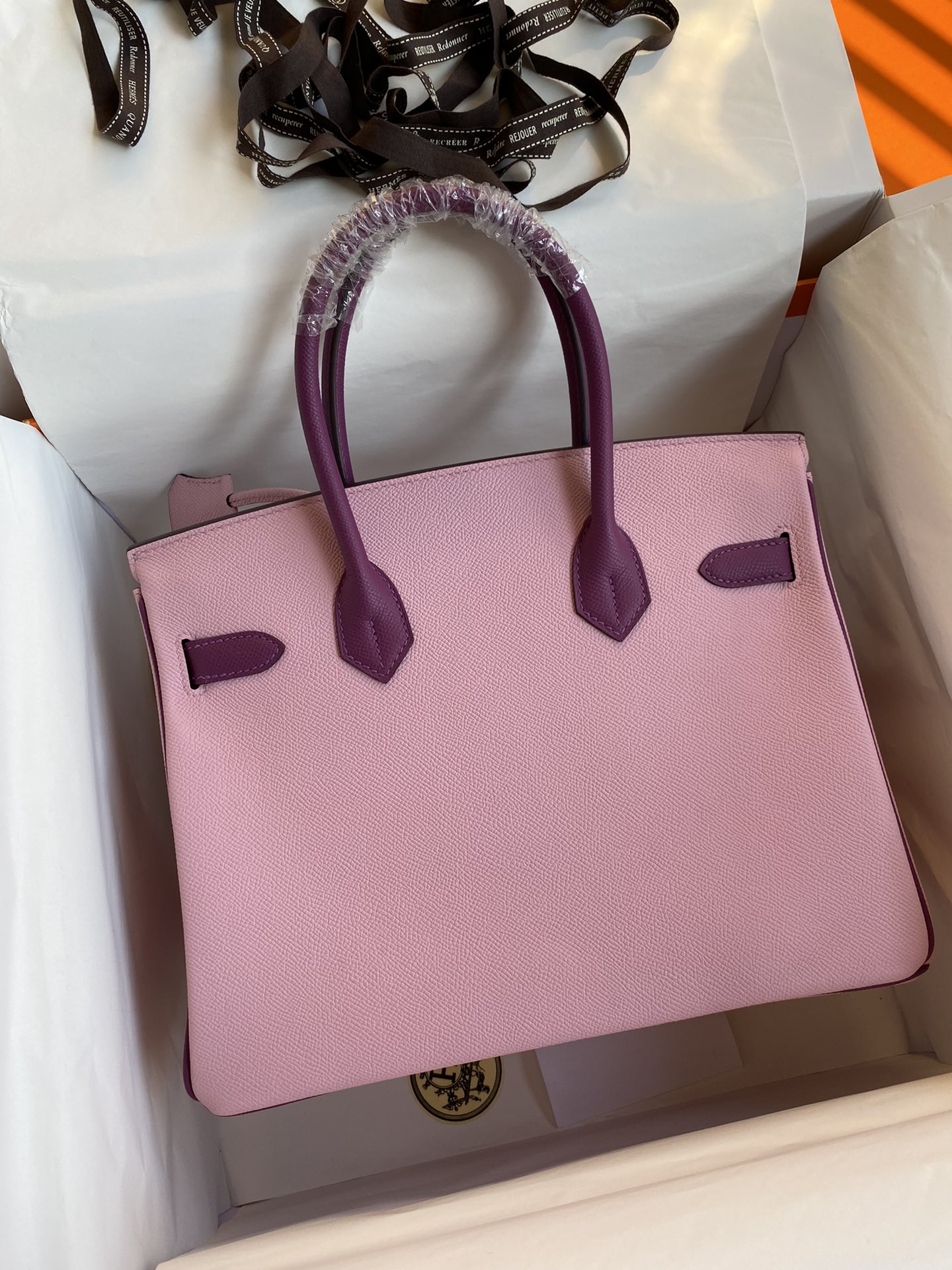 Hermes Birkin 30CM Epsom Leather Handbag Mauve Sylvestre